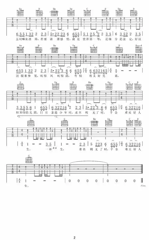 世界第一等高清吉他谱 伍佰