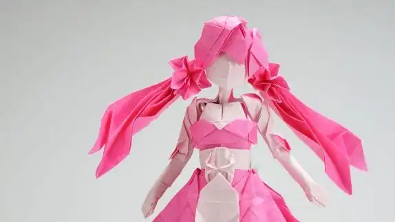 人物折纸 桃夭夭双色纸一张,无任何剪切或者拼接片尾是设计图