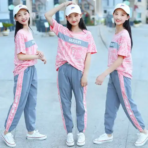 女童夏装洋气套装2020夏季12新款休闲大童15岁女孩运动13儿童女装