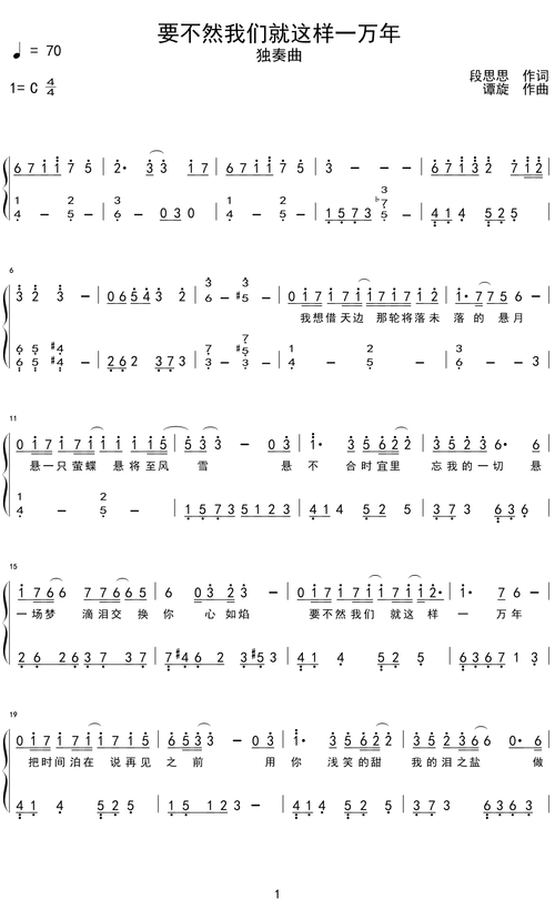 380【钢琴谱】黄霄云《要不然我们就这样一万年》钢琴谱独奏简谱-lin