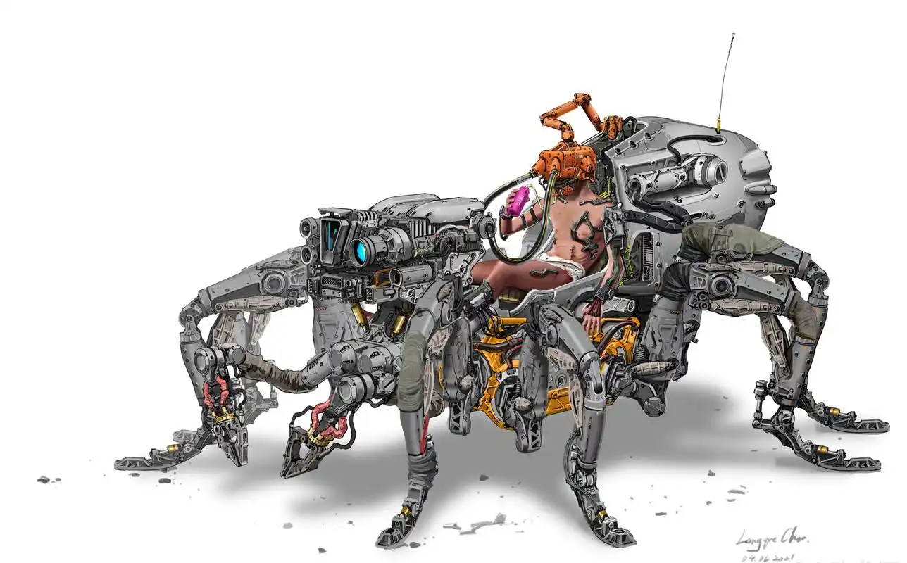 一组仿生机械设计作品欣赏,by 陈龙阙.#动漫# #插画# #科幻