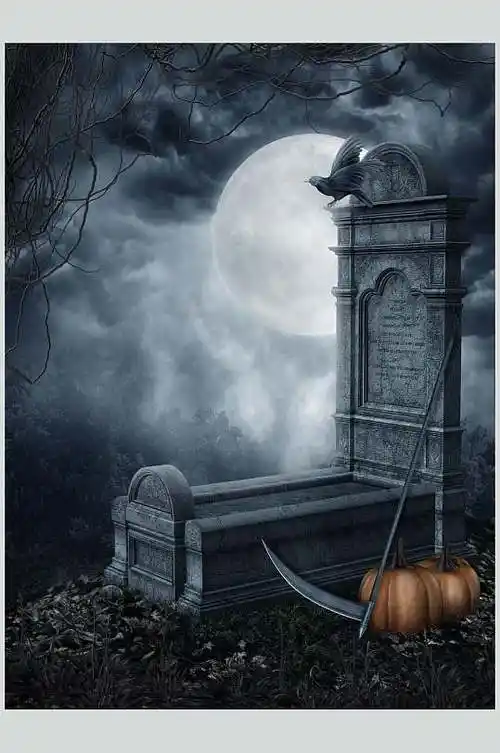 魔幻暗黑cg场景夜色恐怖摄影图