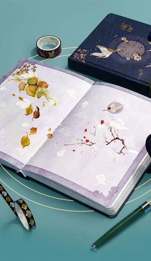 【精选】左边世界古风手帐本可爱韩版本子超厚高颜值笔记本复古仙鹤手