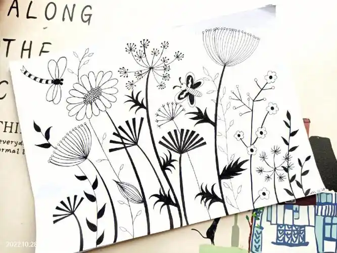 黑白风景线描画