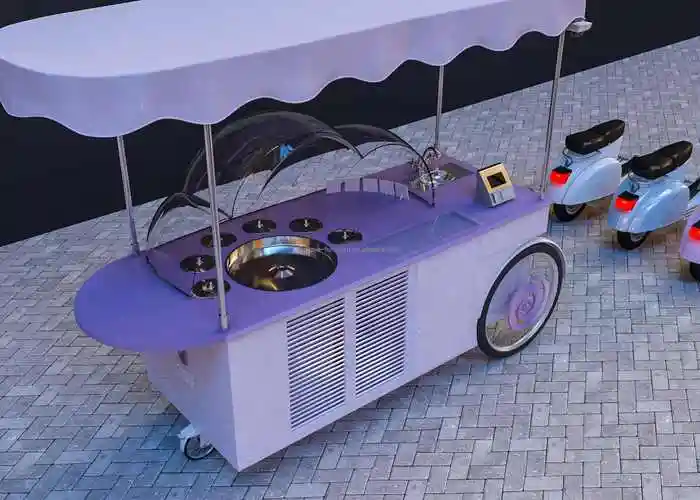 创意棉花糖果车和油炸冰淇淋便携式手推车手机车设计,零售甜味食品亭