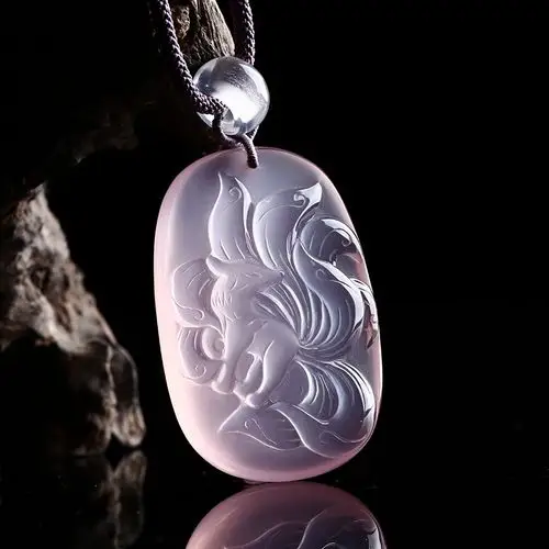 怡禧·粉晶九尾狐狸挂件