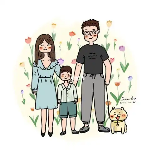 全家福 简笔卡通画_全家福_插画_我的插画分享_文化_绘画