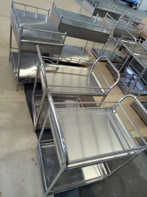 医院用两层多功能不锈钢手推车医疗护理车仪器车移动工作台