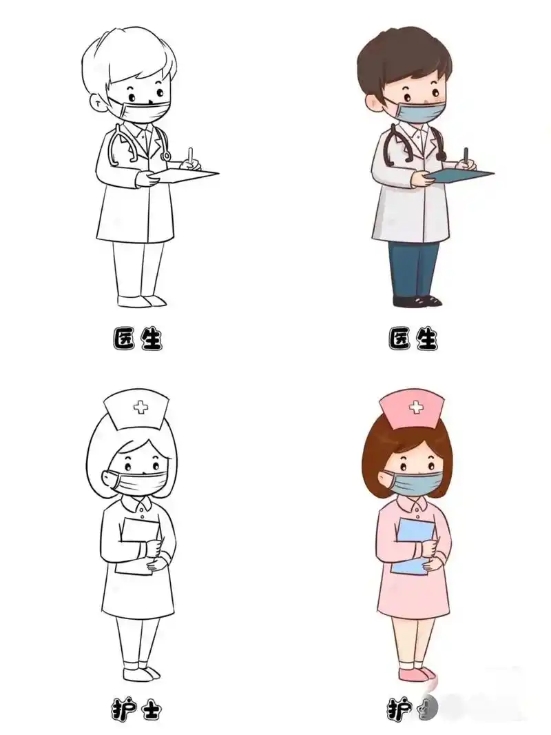 儿童画 #不同职业简笔画 #警察 #医生  - 抖音