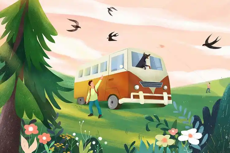 春天户外开车兜风