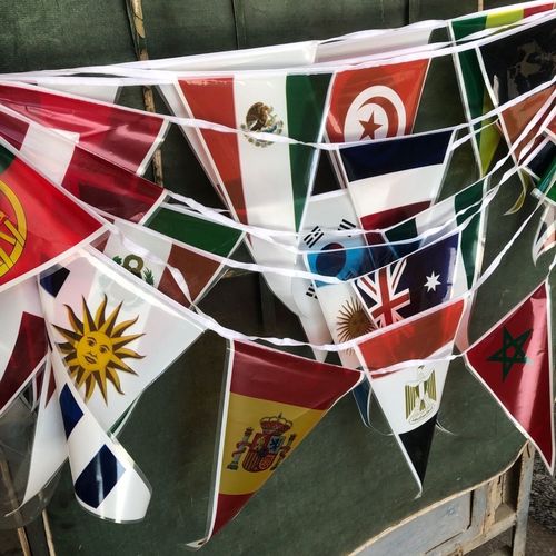 2018俄罗斯世界杯三角塑料串旗酒吧彩票店装饰挂吊旗32强国旗彩旗