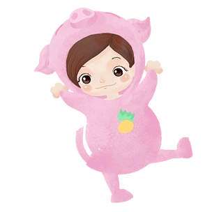 卡通可爱猪猪女孩人物插画