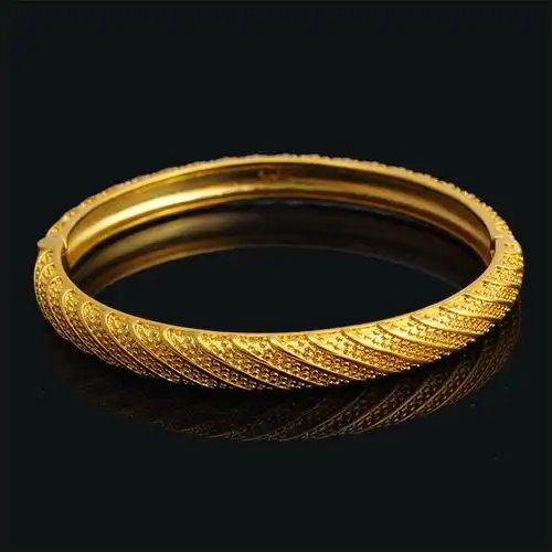 铜镀金手镯批花镂空手环欧币镯子镀金饰品金色手镯