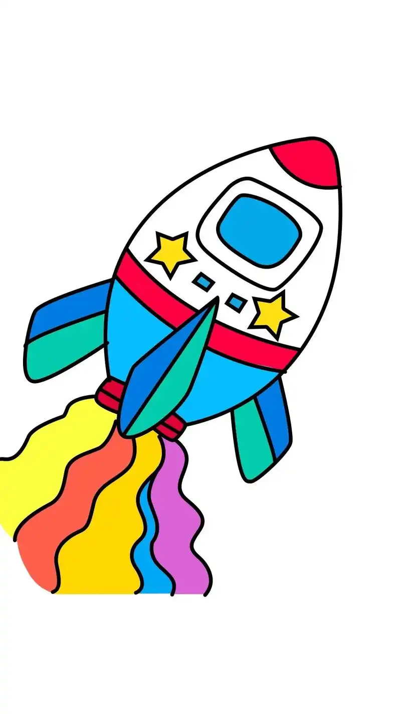 火箭简笔画.简单易学的火箭儿童画,可爱有趣#简笔画 #儿童画 - 抖音