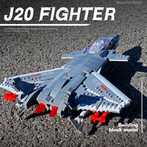兼容乐高积木拼装玩具小颗粒军事飞机战斗机模型j20男孩6岁礼物