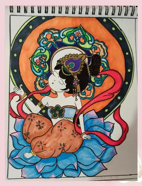 敦煌飞天仙女简笔画画法步骤详解