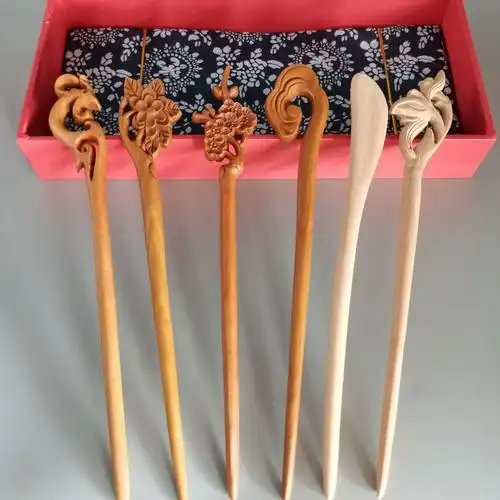 古代手工古风桃木发簪发饰古典复古宫廷中国民族风木簪钗盘发簪子