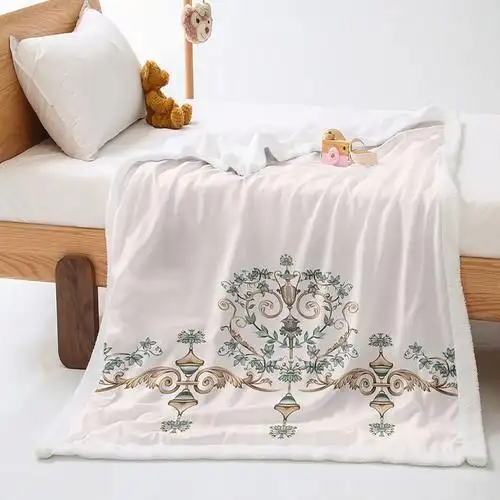 民族花纹3d数码印花加厚羊羔绒水晶绒毛毯盖毯支持批发出口包邮