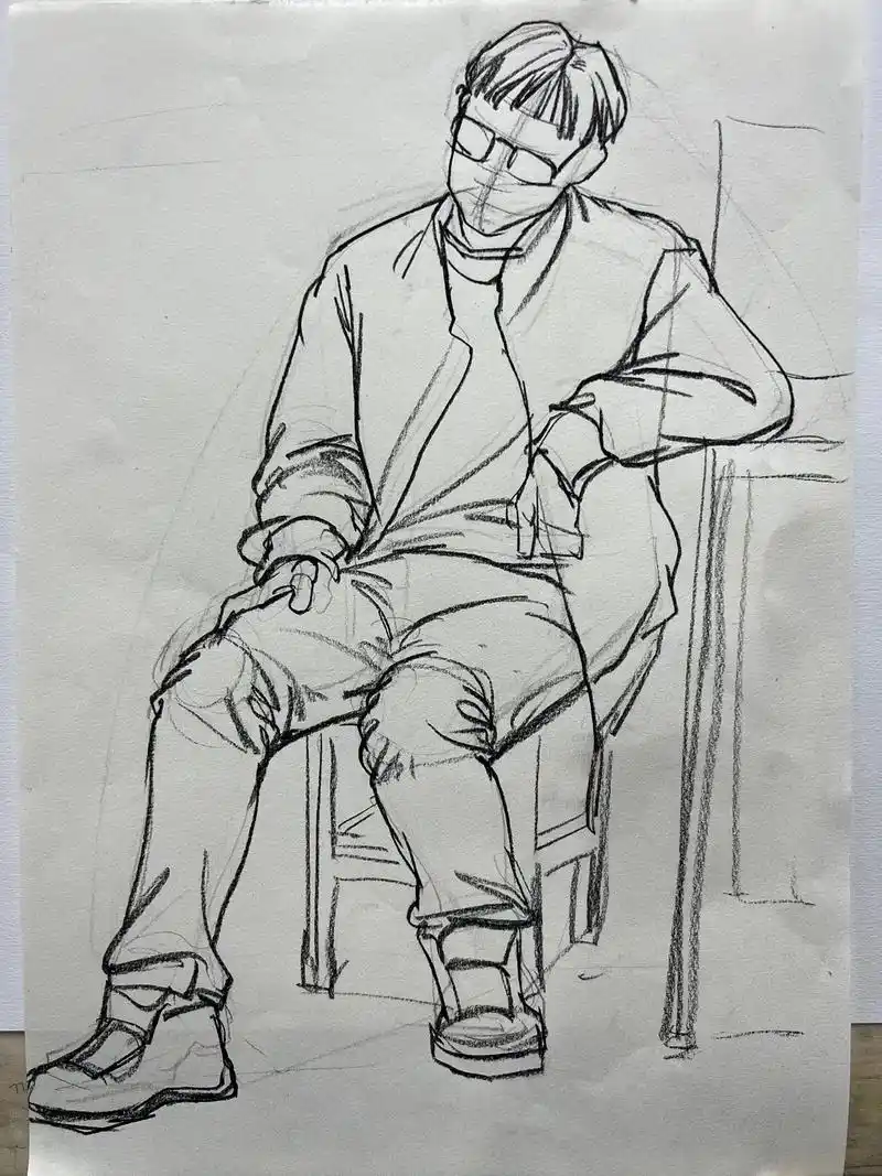 人物写生.单人8分钟,组合15分钟,写生学生课堂画面.#速写 - 抖音