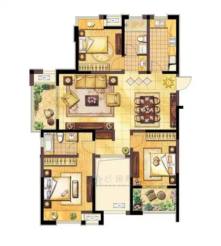 四期a1#a2#楼1-f户型 3室2厅2卫 约139㎡ 赠送约19㎡