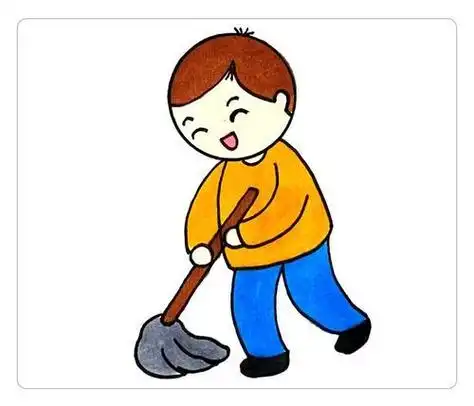 做家务简笔画男孩彩色
