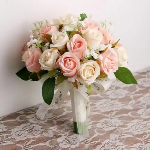 结婚手捧花婚礼手捧花新娘结婚纱照手捧花韩式香槟粉色玫瑰捧花拍照假