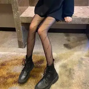 日本代购gp巴黎世家黑丝袜黑色四季款字母丝袜女薄款性感光腿神器