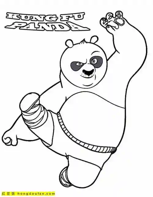 功夫熊猫,卡通,可爱,善良,填色,填色大全,填色游戏,幼儿涂色,手绘小
