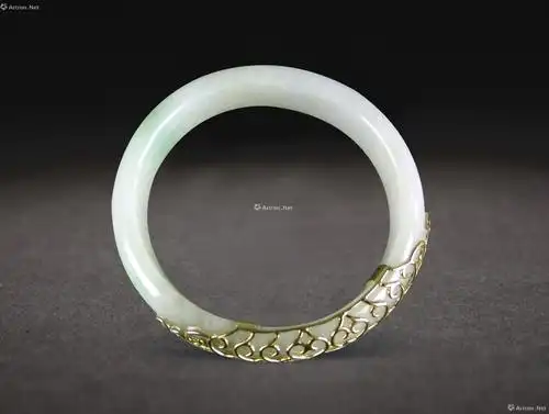 0418 18k金镶嵌贵妃翡翠手镯