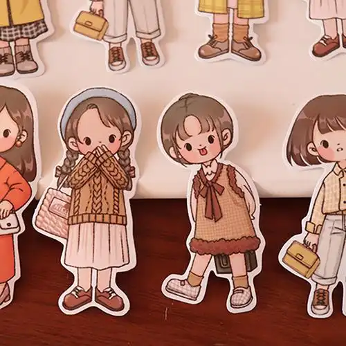 贴纸手帐可爱少女do手账女孩相册图案装饰贴纸