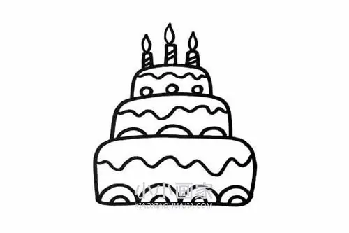 三层生日蛋糕简笔画画法图片步骤