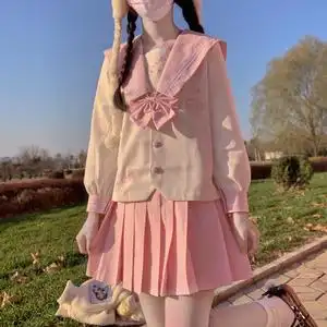 【神北jk】原创 甜心雪兔 可爱幼稚园jk制服裙长款学生水手服套装