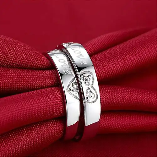 新颖创意情侣love戒指男女对戒镀银日韩开口指环活口求婚戒饰品