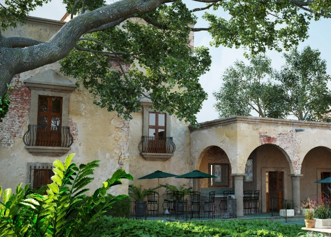 墨西哥庄园建筑室外场景3d模型,分享