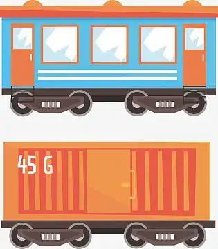 手绘蓝色火车车厢