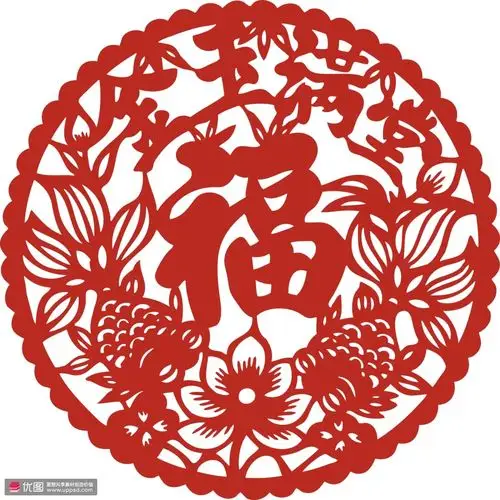 民间传统 福字剪纸 窗花 吉祥图案 新年新春 春节 喜庆节日 剪纸