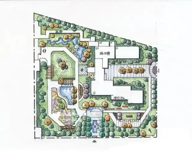 风园景观手绘平面图马克笔上色分享