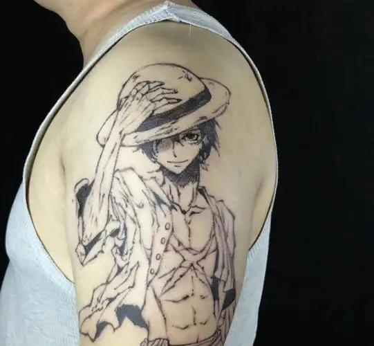 路飞纹身图片_动漫海贼王纹身图案