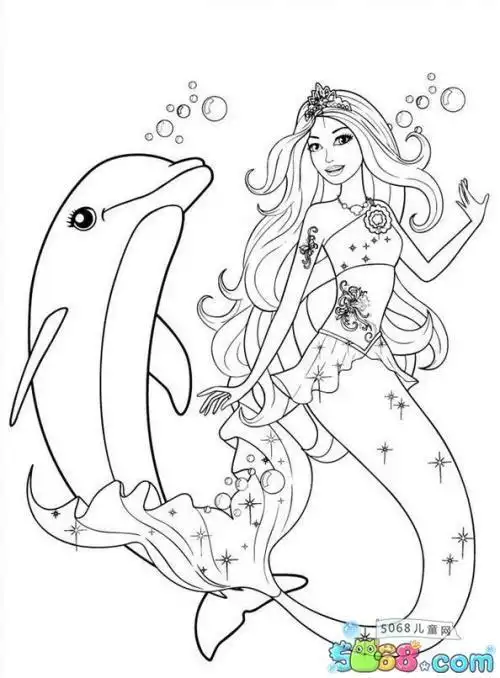 坐在海豚上的小女孩简笔画怎么画