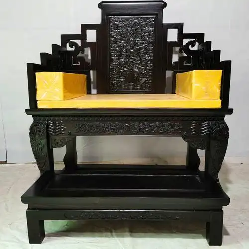 宝座龙椅皇上龙床雕龙金色黄金色皇帝仿古明清圈椅