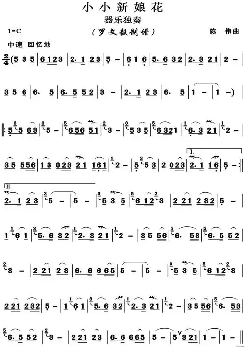 小小新娘花(葫芦丝独奏) 歌谱简谱网