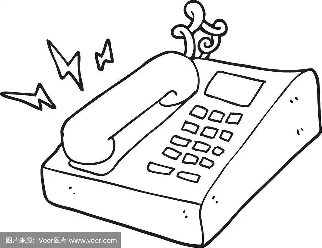 黑白卡通办公电话