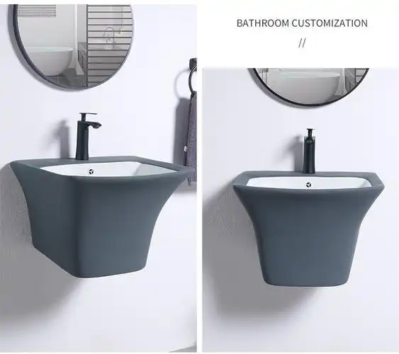 安达通 家用悬空挂墙式洗手盆小户型洗脸盆卫生间阳台洗面盆陶瓷庭院