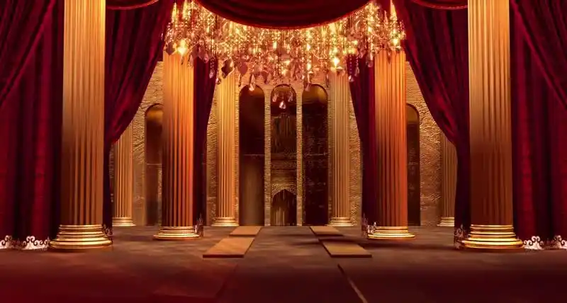 欧式奢华殿堂拉开帷幕水晶吊灯豪华舞台背景