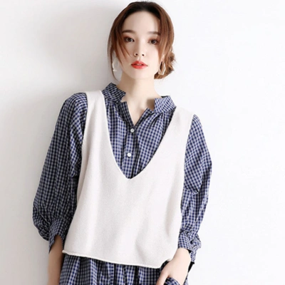 春秋羊绒吊带女背心v领外穿短款针织马甲宽松羊毛打底衫内搭毛衣