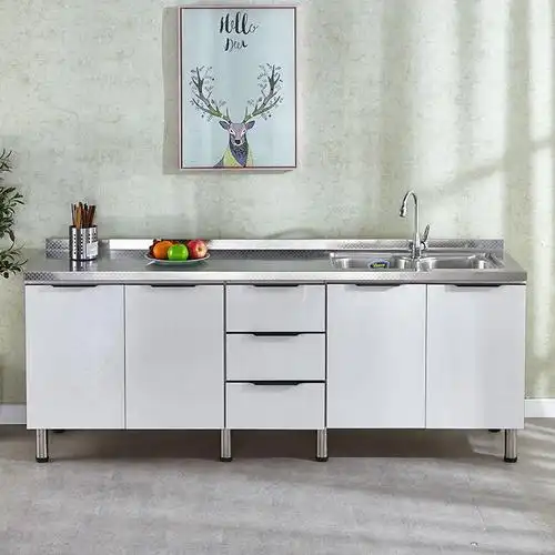 整体橱柜简易橱柜不锈钢灶台柜水槽柜组家用厨房橱柜组装储物碗柜