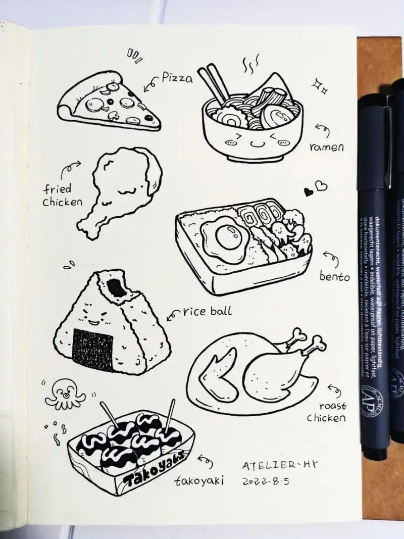快餐美食主题2 简笔画 | 手绘 | 手账素材 快餐主题第二篇 画一下这几
