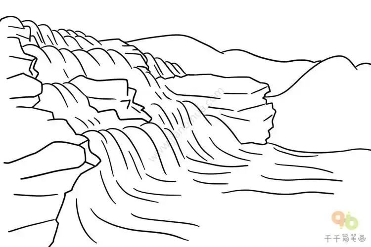 壶口瀑布简笔画