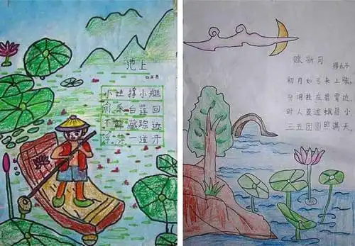 古诗简笔画夏天古诗配画简笔画大全原创古诗村居的配图简笔画手抄报简