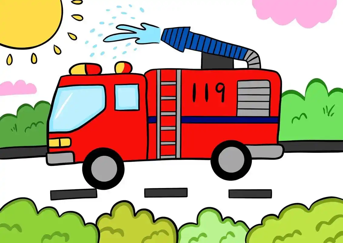 适合5-10岁小朋友绘画～#创意美术 #马克笔手绘 #119 #消防安全 #灭火